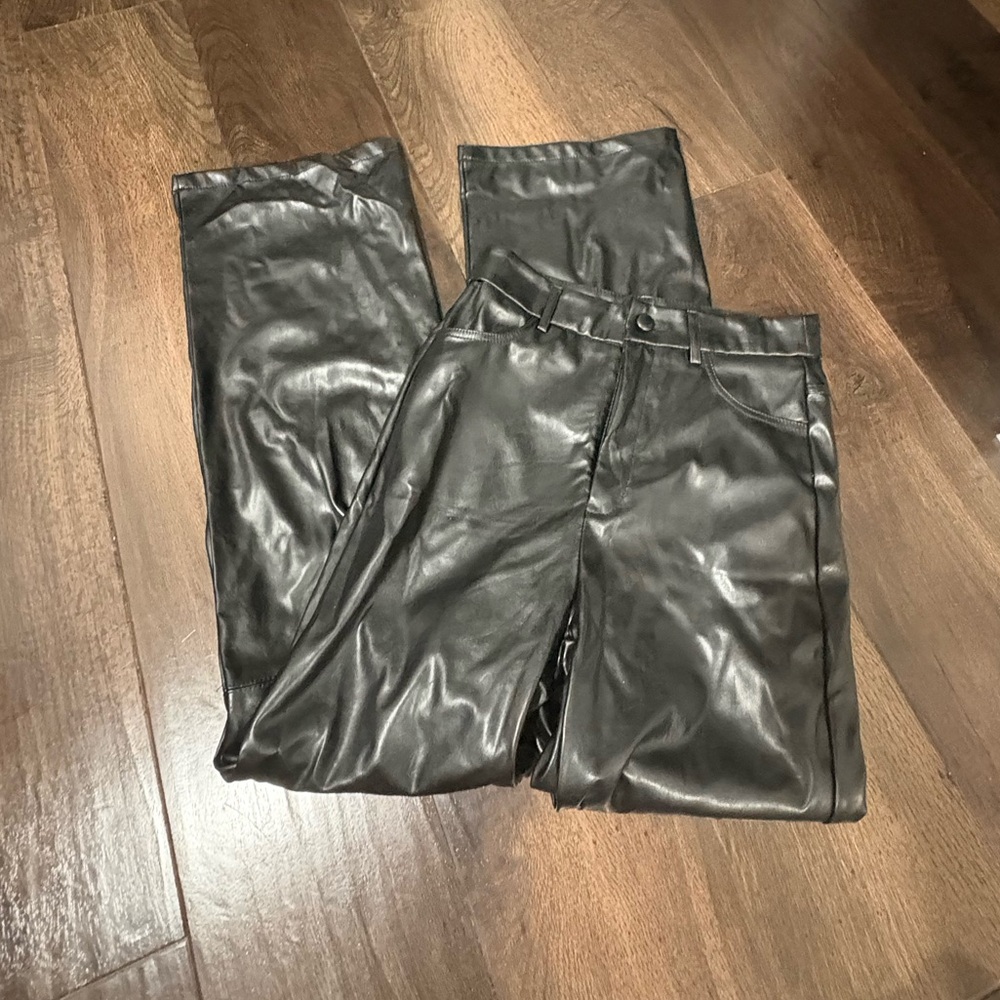 SHEIN Black Faux Leather Trousers